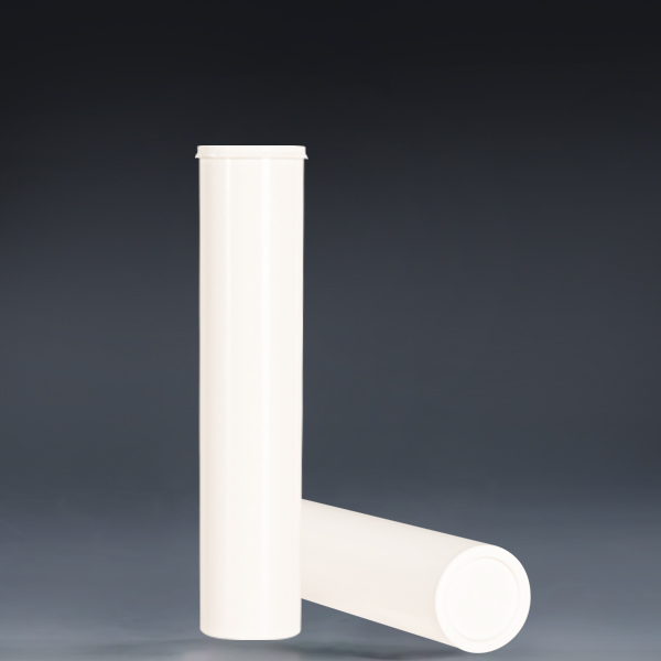 29x135mm white plastic effervescent tablet tube open, upright and horizontal bottom view--sunripack