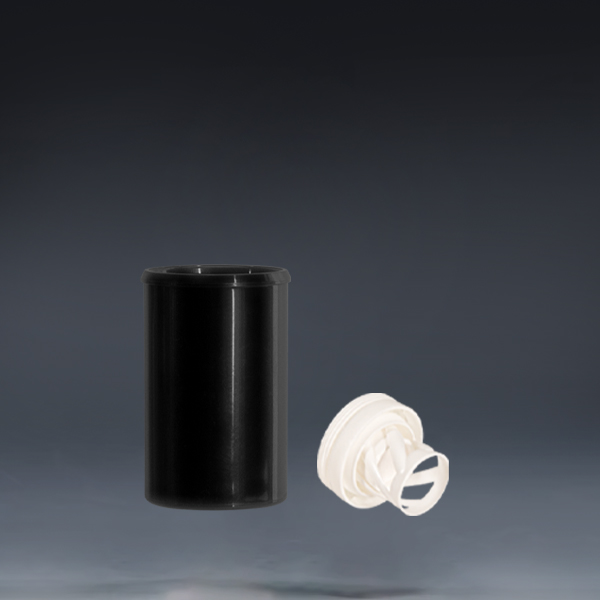 30x48mm PP black plastic effervescent tablet tube with spring-loaded moisture-proof cap