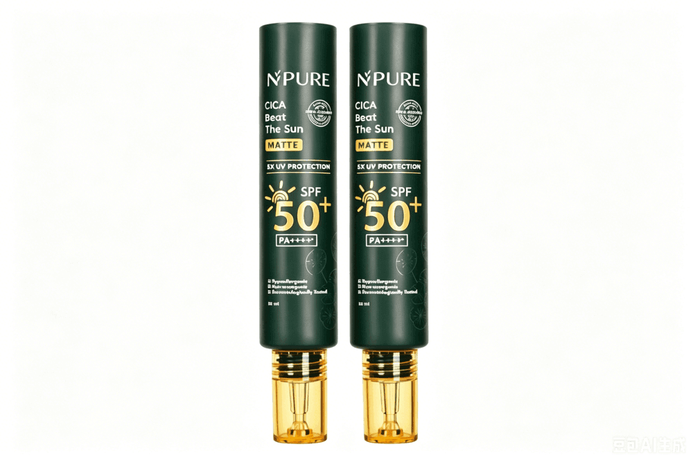 Black plastic eye cream sunscreen tube with gold flip cap, cosmetic skincare packaging - Sunripack