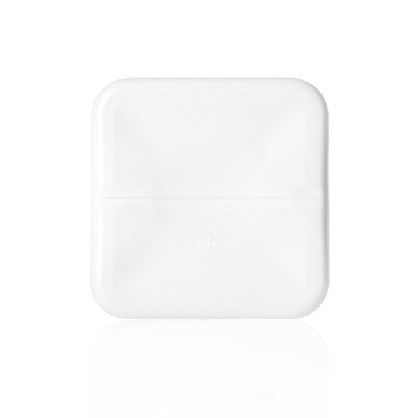 Custom 500ml HDPE shoulder bottle 32/410 bottom base view, white square body – Sunripack OEM