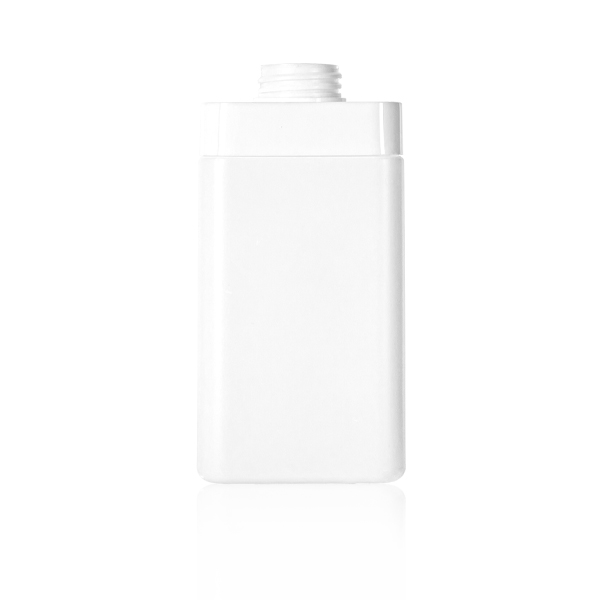 500ml white HDPE square shoulder bottle 32/410 snap-on cap, front view – custom household cleaning packaging
